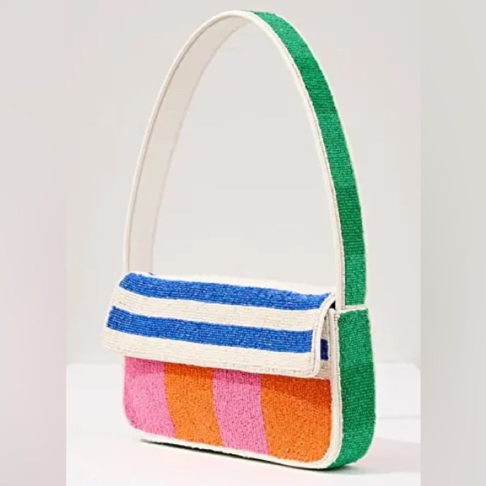 Staud Tommy Beaded Bag Rugby Stripe